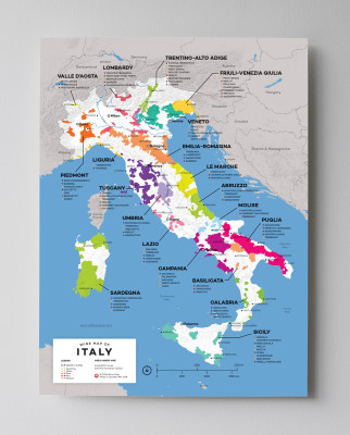 12x16 Italy wine map by Wine Folly