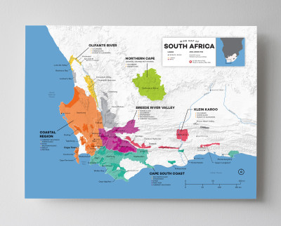 12x16 South Africa wine map by Wine Folly