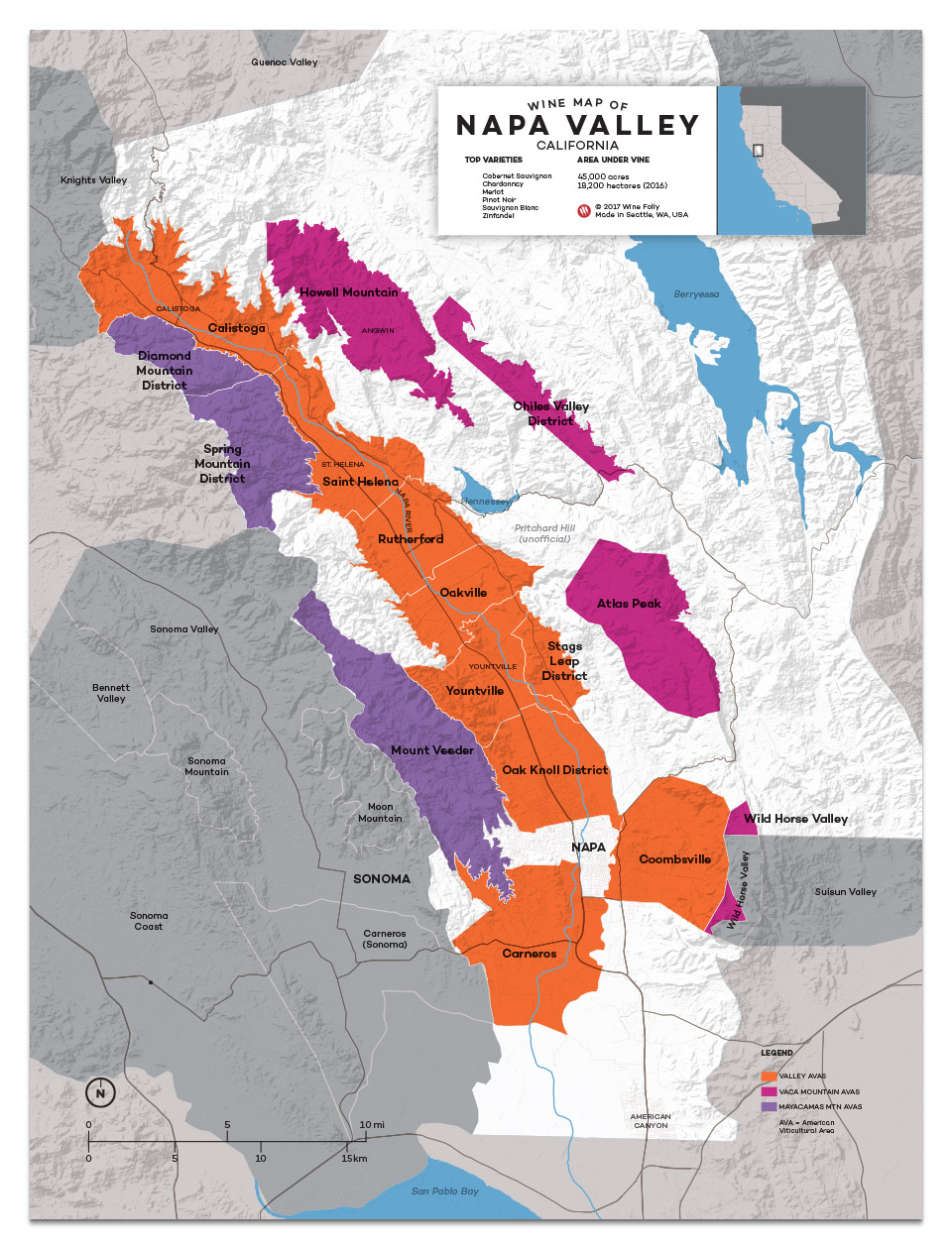 California Napa Valley Wine map by Wine Folly 