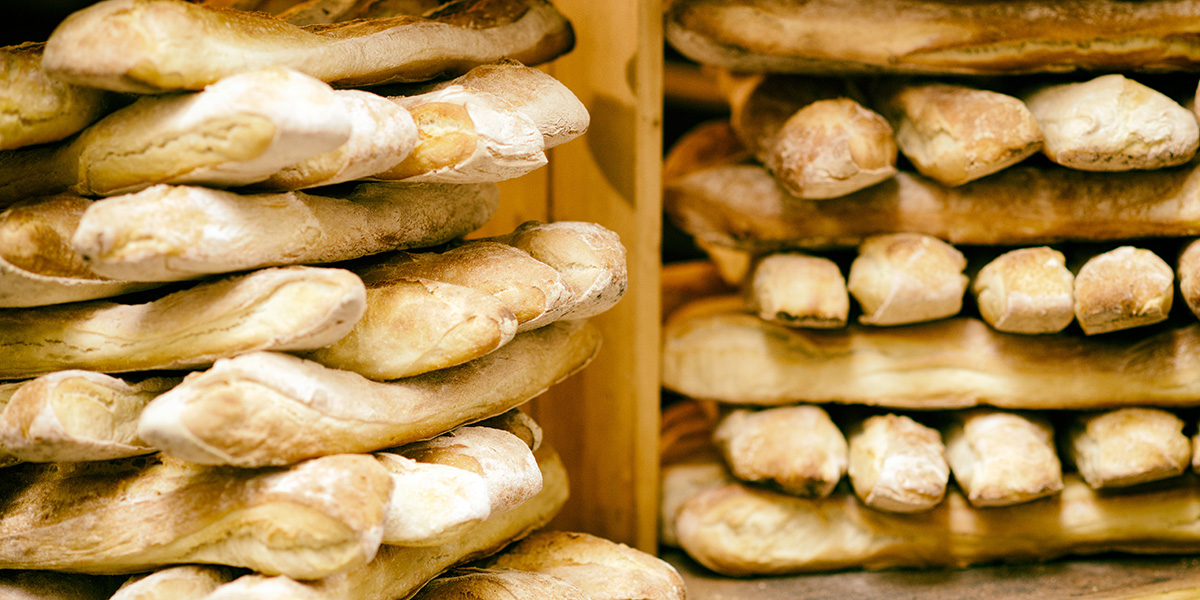 Stacks of baguette.