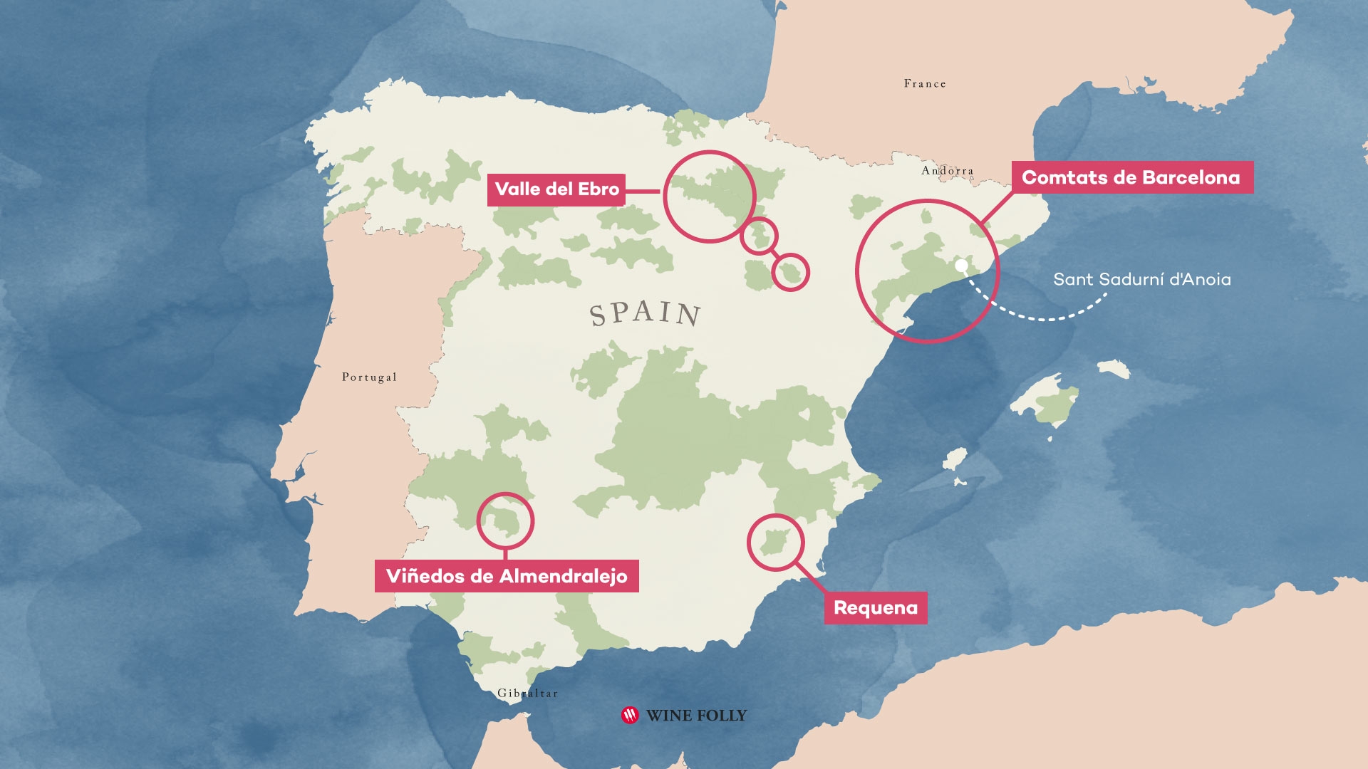 Cava wine regions in Spain