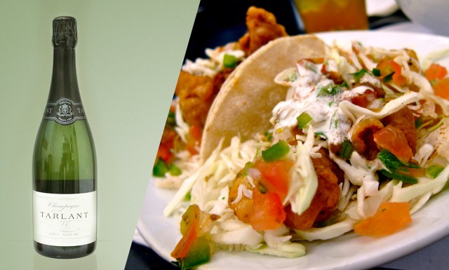 Try a Brut Nature or Brut Zero with high acidity with fish tacos