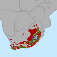 Change in areas suitable for growing wine grapes through 2050 in South Africa. by conservation.org