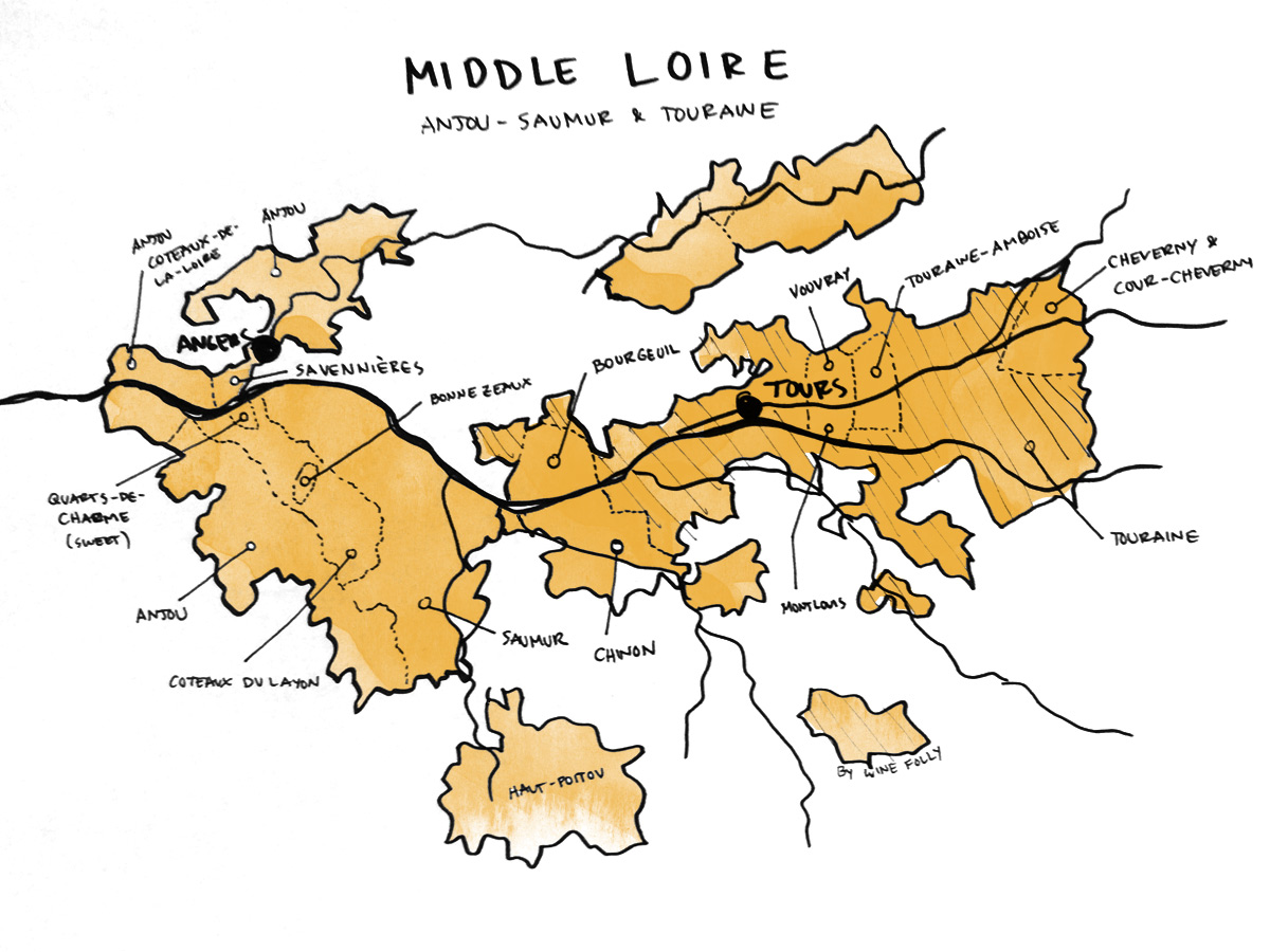 Middle Loire Valley Wine Map by Wine Folly