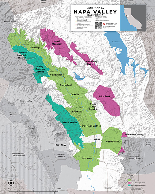 Napa Valley California wine map - Wine Folly