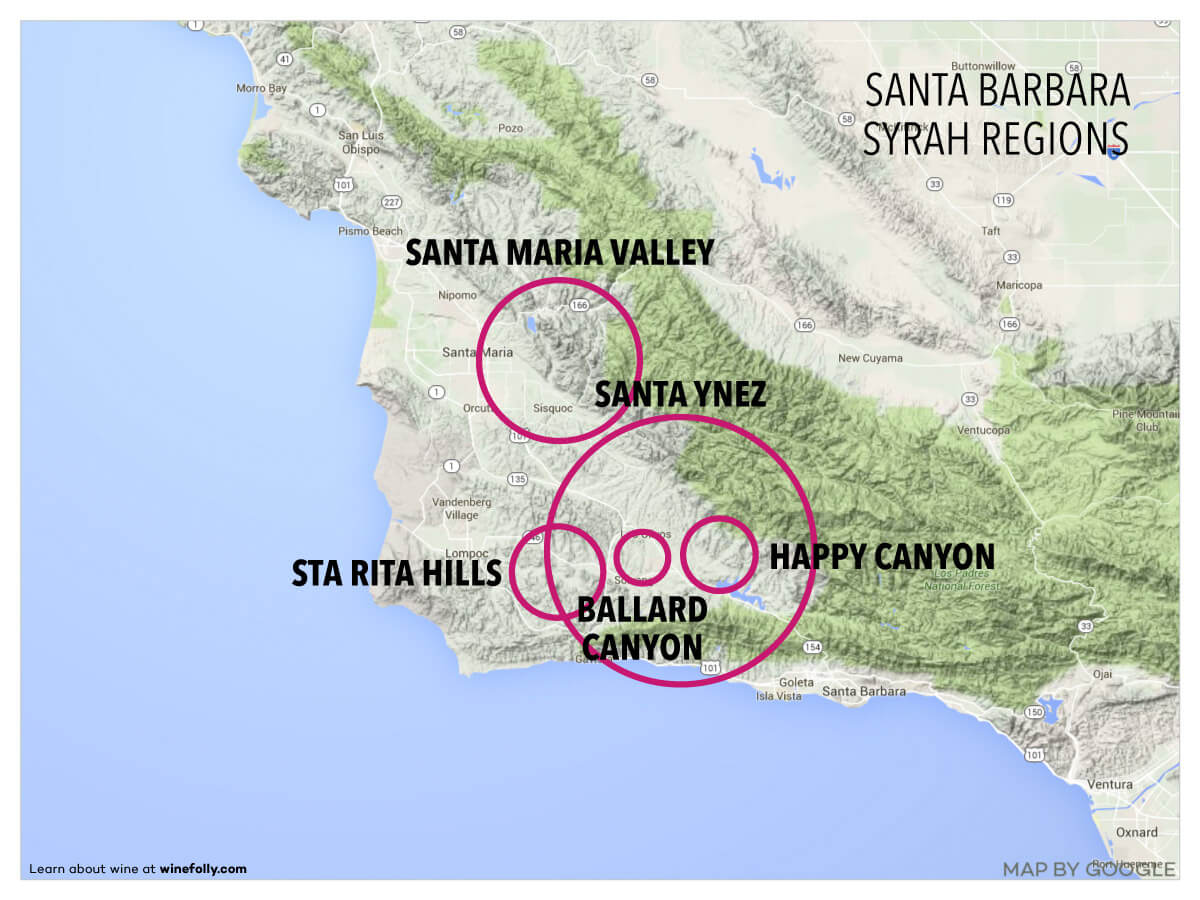 Santa Barbara Syran regions with map