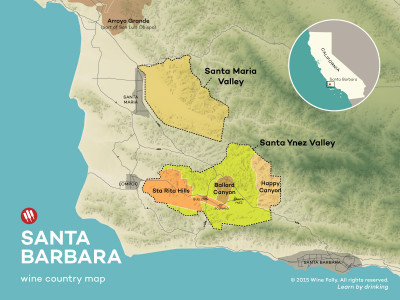 Santa Barbara wine country map by Wine Folly