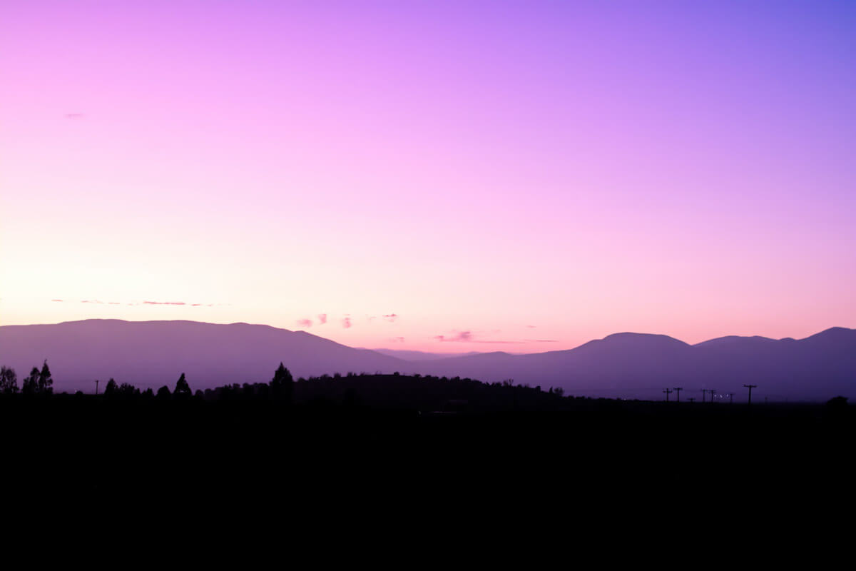 The sun setting over Valle de Guadalupe.